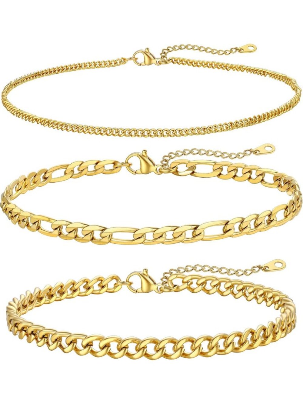 Stylish Plus Size Anklet Bracelet Set for Women, Adjustable 8.5-10.5" Chain